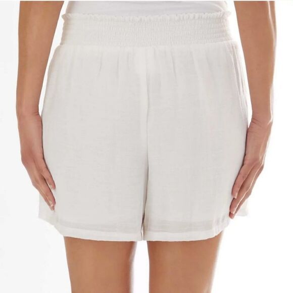 Apt 9 Women's XL White Gauze Smocked Waist Pull On Shorts Flowy Boho NWT - Picture 2 of 8